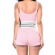 Elastic Waist Spaghetti Strap Two Piece Short Suit - Pink image