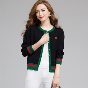 Button Closure Knitted Cardigan Style Sweater - Black	