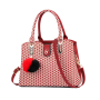 Trendy Weave Pattern Furry Ball Hanging Shoulder Bag - Red