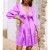  Beautiful Lantern Sleeves V-Neck Short A-Line Dress - Purple
