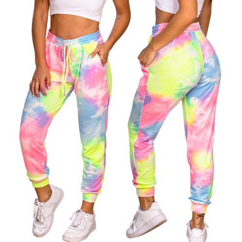 Sporty Tie Dye Printed Multi Color Elastic Jogger Pants image