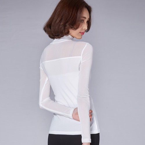 Trendy Turtle Neck Long Sleeve Blouse For Women - White image