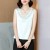 Solid Color V-Neck Loose Sleeveless Blouse  With Lace Trim -White