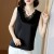 Solid Color V-Neck Loose Sleeveless Blouse With Lace Trim - Black