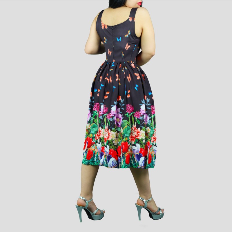 Elegant Sleeveless Fit And Flare Mini Length Dress - Black image