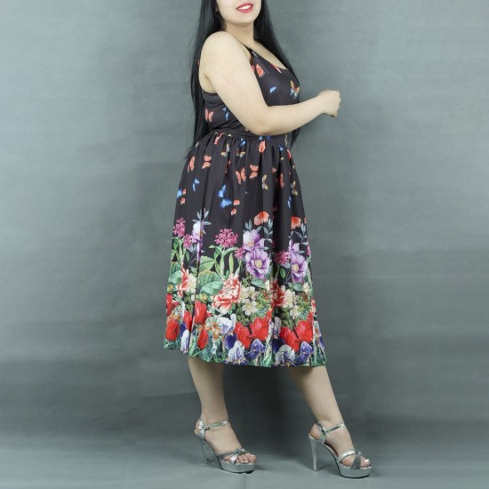 Elegant Sleeveless Fit And Flare Mini Length Dress - Black image
