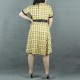 Short Sleeve Checkered A-Line Printed Midi Dress - Yellow| image