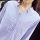 Striped Stand Collar Buttoned Shirt for Ladies - Blue| image
