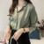 Buttoned Style Collared V Neck Shirt for Women - Green