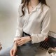 Buttoned Style Collared V Neck Shirt for Women - White image