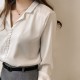 Buttoned Style Collared V Neck Shirt for Women - White image