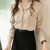 Buttoned Style Collared V Neck Shirt for Women - Gold