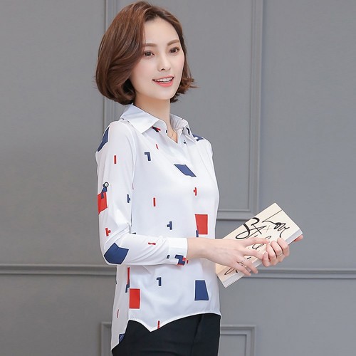 Geometric Print Pattern Pull Over Ladies Top - Red image