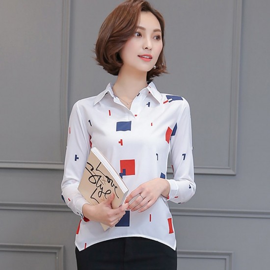 Geometric Print Pattern Pull Over Ladies Top - Red image