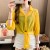 Women's Long Sleeved Collared Tie Front Shirt - Yellow