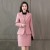 Solid Color Two Piece  Jacket And Sleeveless Mini Dress - Pink