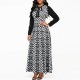 Round Neck High Waist Printed Maxi Dress for Women - Black image