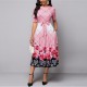 Round Neck Floral Style Printed Maxi Dress - Pink image