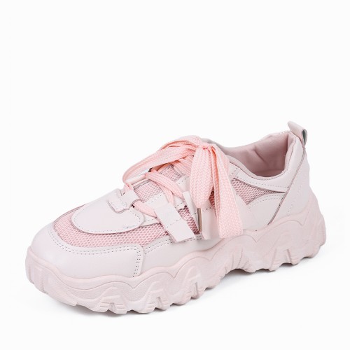 Sports Style Round Toe Casual Sneakers For Women - Pink image