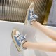 Slip Over Flat Sole Lace Closure Ladies Sneaker - Beige image