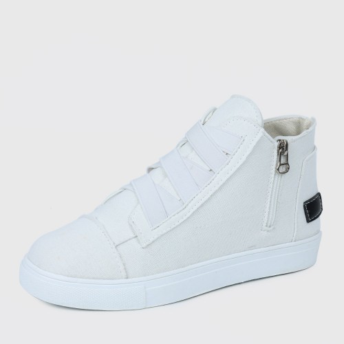 Classic Round Toe Lightweight Canvas Shoe for Ladies - White image