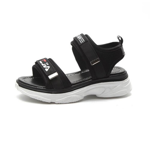 Thick Rubber Soled Velcro Closing Sandals for Women - Black