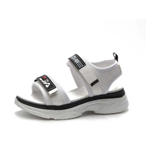 Thick Rubber Soled Velcro Closing Sandals for Women - White image