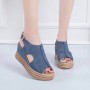 Roman Style Thick Heel Women’s Heel Sandals - Blue
