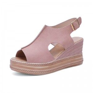Roman Style Thick Heel Women’s Heel Sandals - Brown