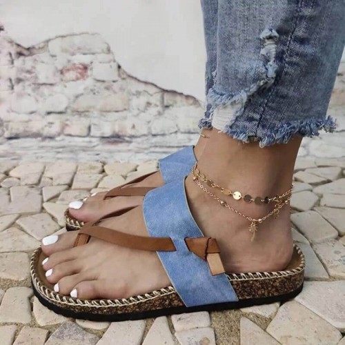 Casual Cross Border Style Women’s Flip Flop Slippers - Blue | image