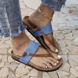 Casual Cross Border Style Women’s Flip Flop Slippers - Blue