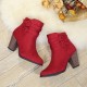 Zipper Closure Martin Style Ankle Boots for Women - Red image