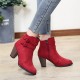 Zipper Closure Martin Style Ankle Boots for Women - Red image
