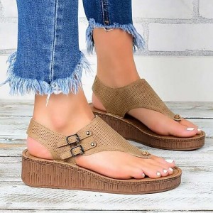 Femme Style Flip Flop Sandals for Women - Brown