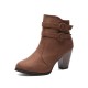 Zipper Closure Martin Style Ankle Boots for Women - Brown image