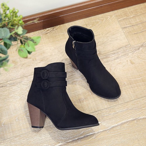 Zipper Closure Martin Style Ankle Boots for Women - Black image