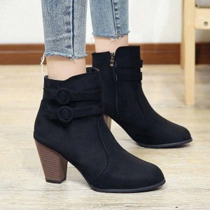 Zipper Closure Martin Style Ankle Boots for Women - Black