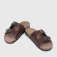 Trendy Double Breasted Flat Mule Slipper For Women - Brown image