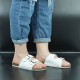Trendy Double Breasted Flat Mule Slipper For Women - White image