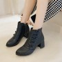 Side Zipper Closure Korean Style Boots for Women - Black