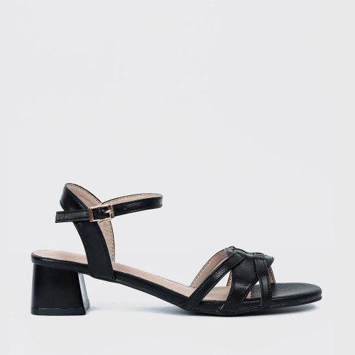 Stylish Cross Border Style Low Heeled Sandals for Women - Black image