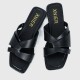 Elegant Style Cross Strap Flip Flop Slippers for Women - Black image