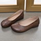 Retro Style Soft Sole Slip On Flat Shoe for Women - Brown image