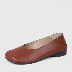 Retro Style Soft Sole Slip On Flat Shoe for Women - Brown