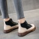 Retro Style Thick Soled High Top Sneakers for Women -Black image