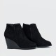 Women’s Classic Pointed Top Wedge High Heel Boots - Black image