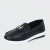Belt Buckle Round Toe Platform Women's Loafers Shoes - Black