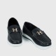 Belt Buckle Round Toe Platform Women's Loafers Shoes - Black image