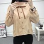 Solid Color Long Sleeve Corduroy Shirt For Women - Brown