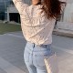 Elegant Style Hearts Printed Chic Loose Blouse - White image
